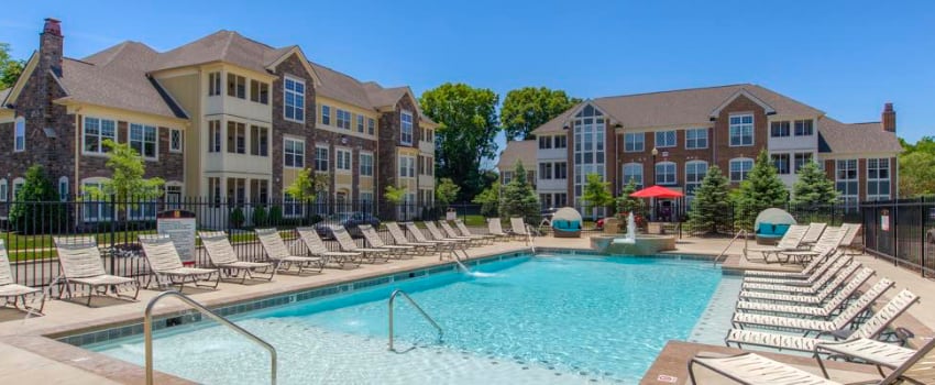 Swimming pool at Noblesville apartment.